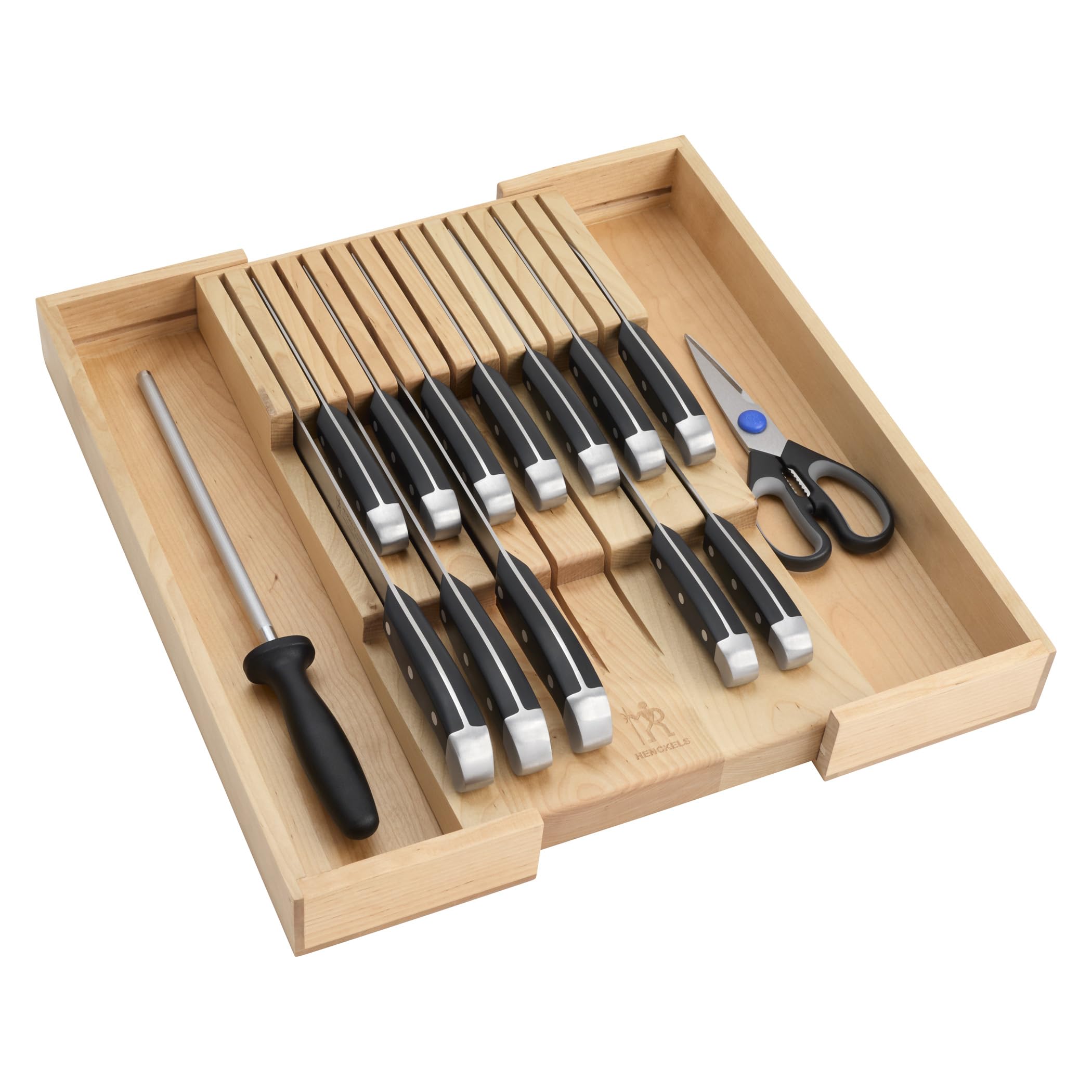 Henckels Statement knife set in-drawer tray for organized storage and easy access