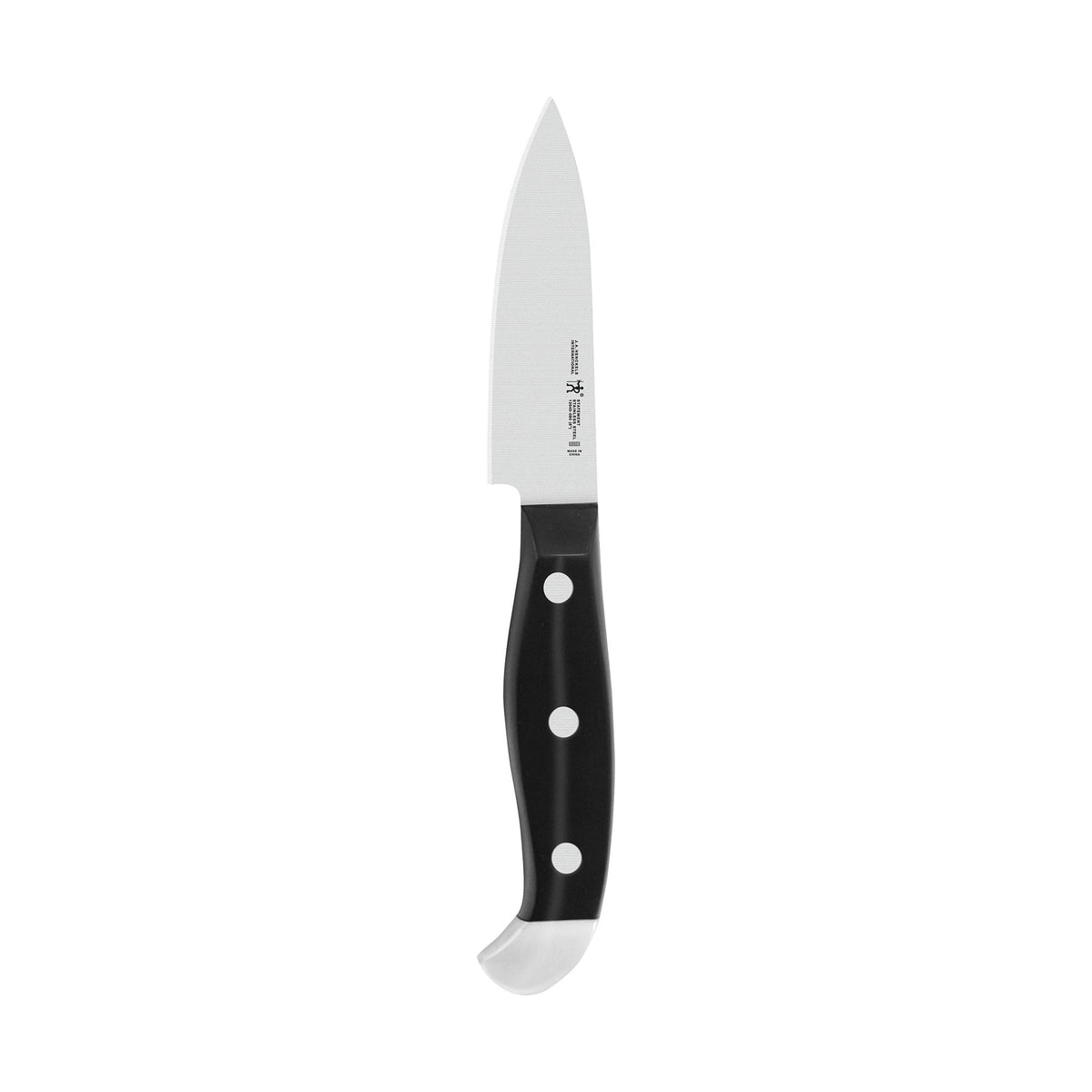 Henckels Statement paring knife blade close-up showing razor-sharp edge for precise cuts.