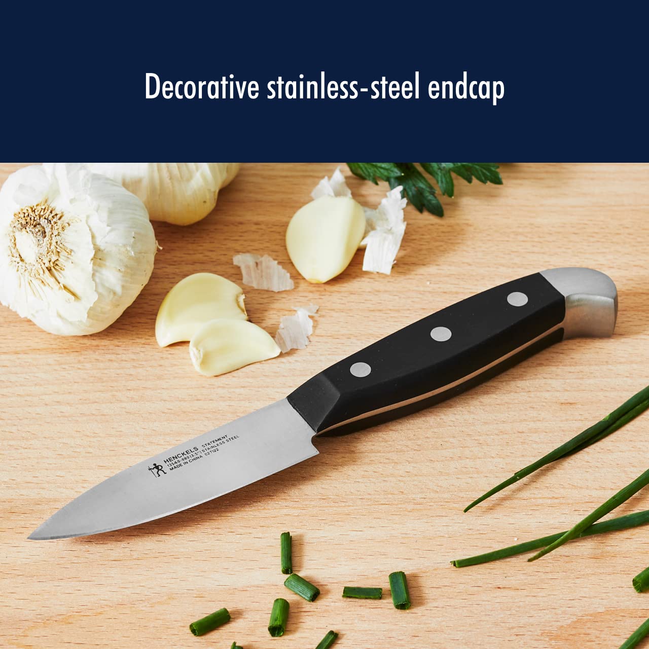 Henckels Statement 4-inch paring knife for delicate detail work.