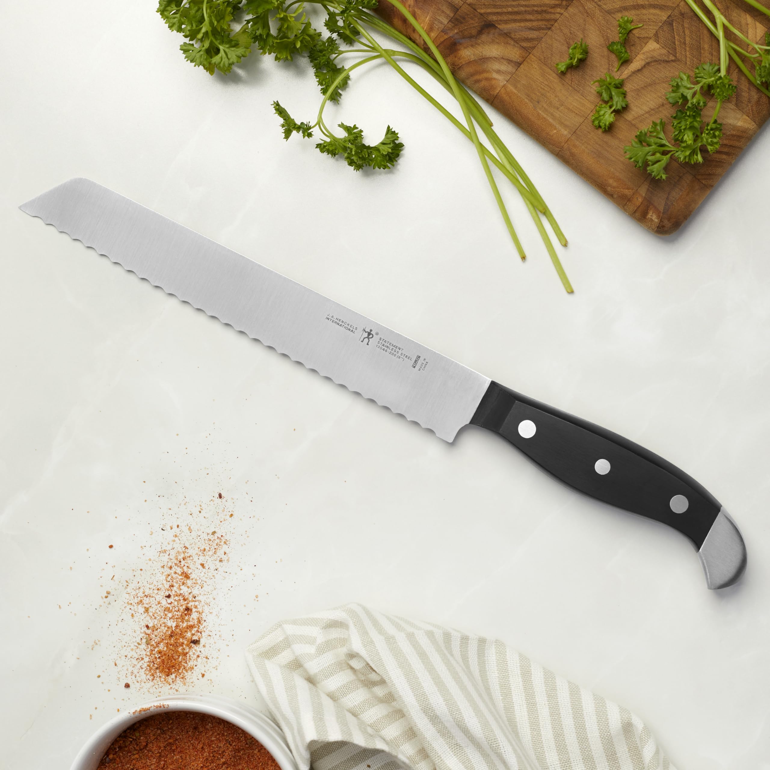 Henckels Statement 8in bread knife slices loaf for neat portions
