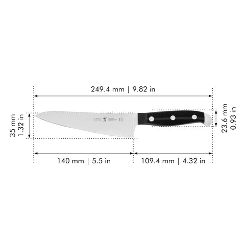 Henckels Statement knife on wooden block ready for quick prep tasks