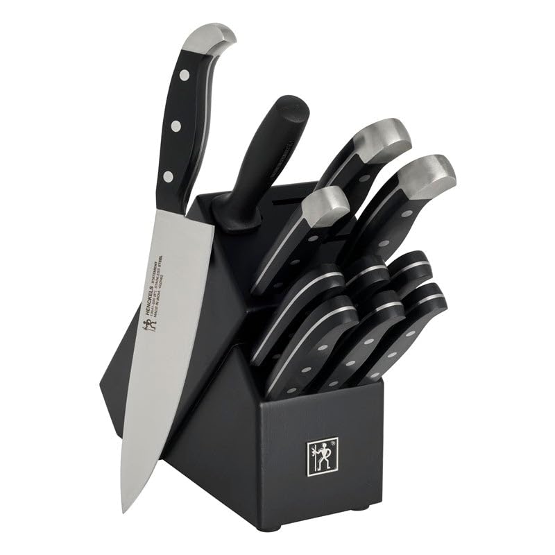 Henckels Statement knife block with balanced blades and elegant endcap for kitchen prep
