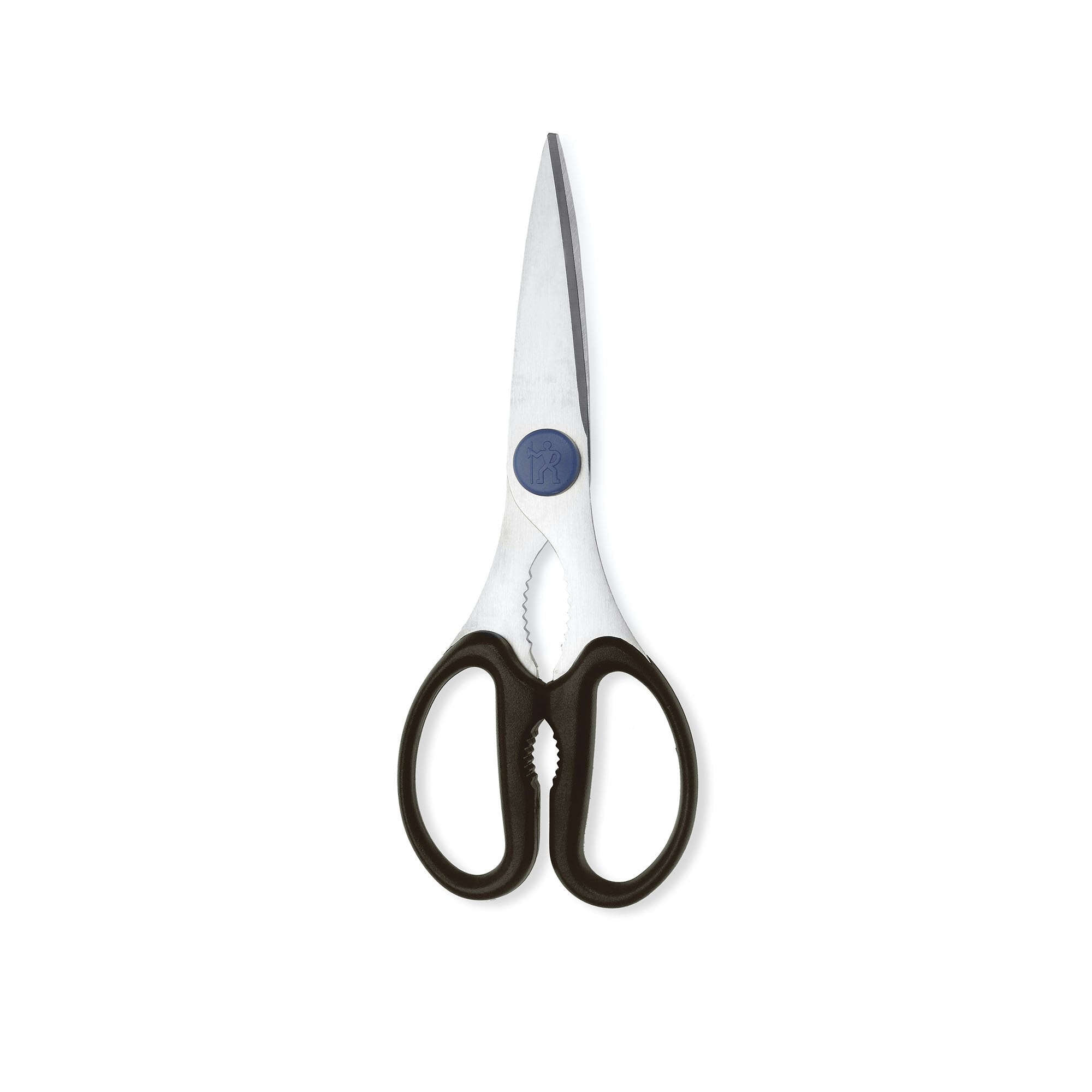 HENCKELS Take-Apart Kitchen Shears blade closeup highlighting sharp, corrosion-resistant steel for precise cuts.