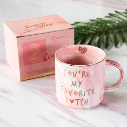 Hendson mug with gold lettering, ideal gift for best friends and coworkers.