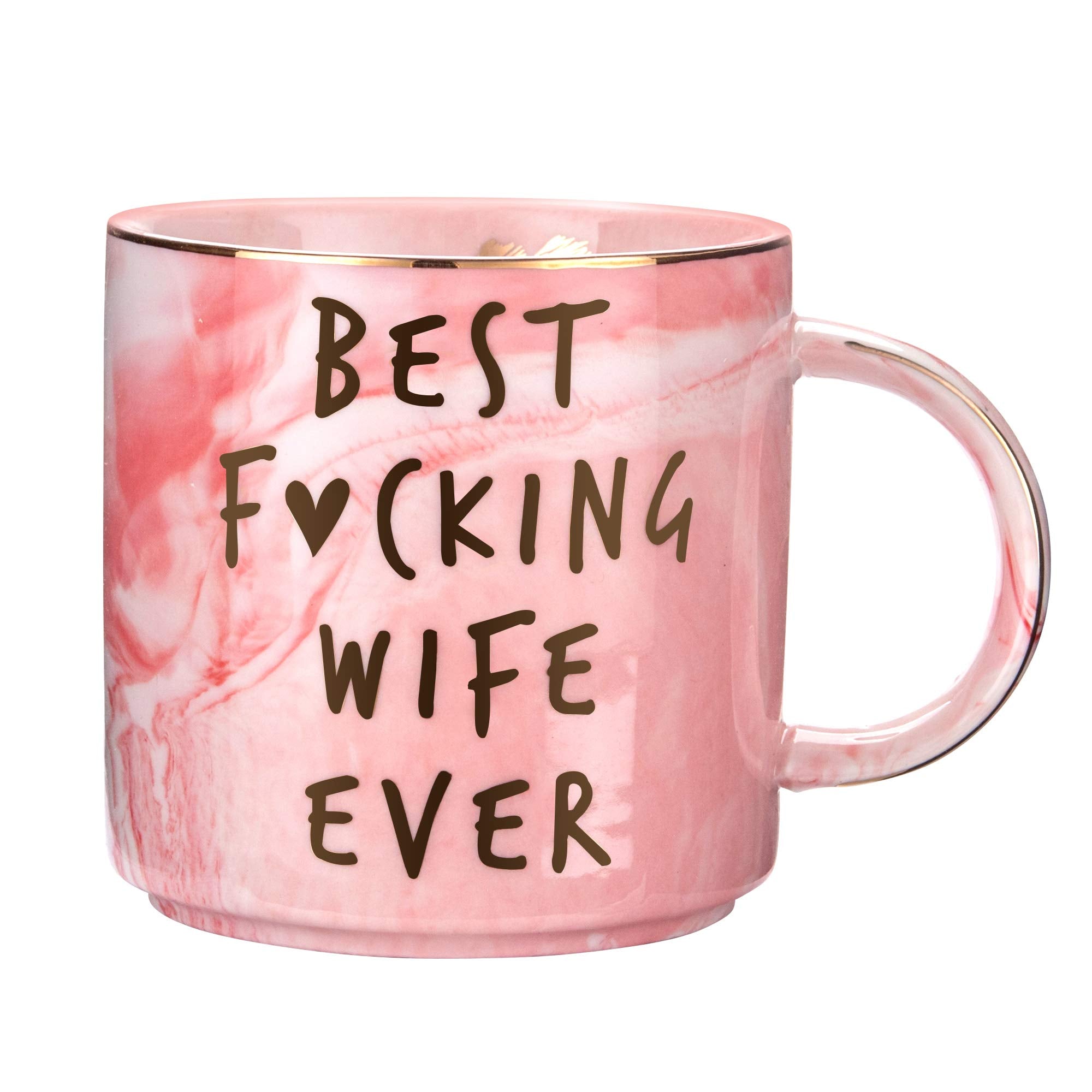 Hendson marble ceramic coffee mug front view with elegant gold accents for gifting.