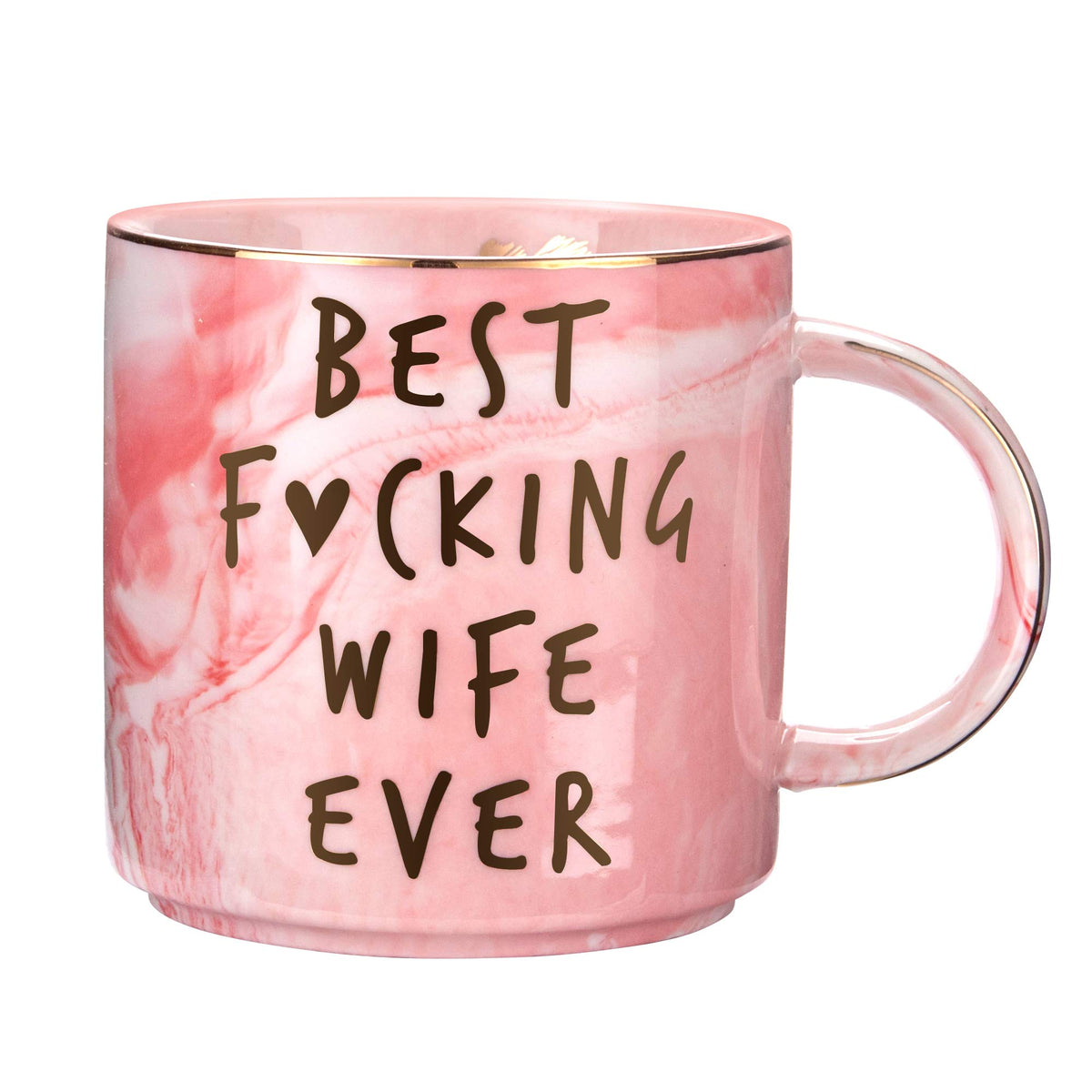 Hendson marble ceramic coffee mug front view with elegant gold accents for gifting.