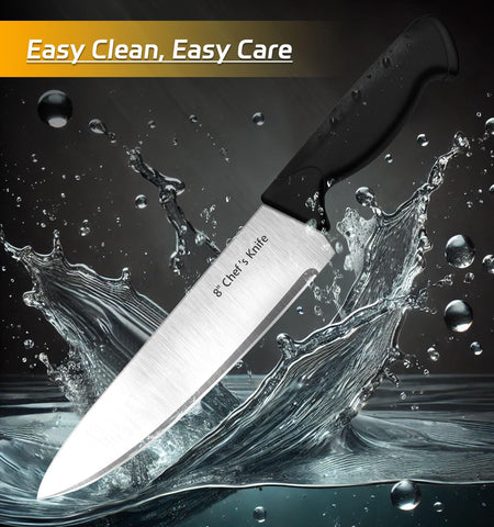HENKELIVING 5-inch utility knife on wood board, versatile prep tool.