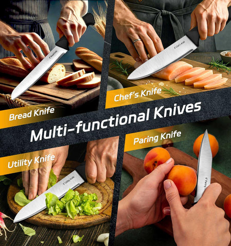 HENKELIVING 7.5-inch bread knife in counter setup for clean cuts.