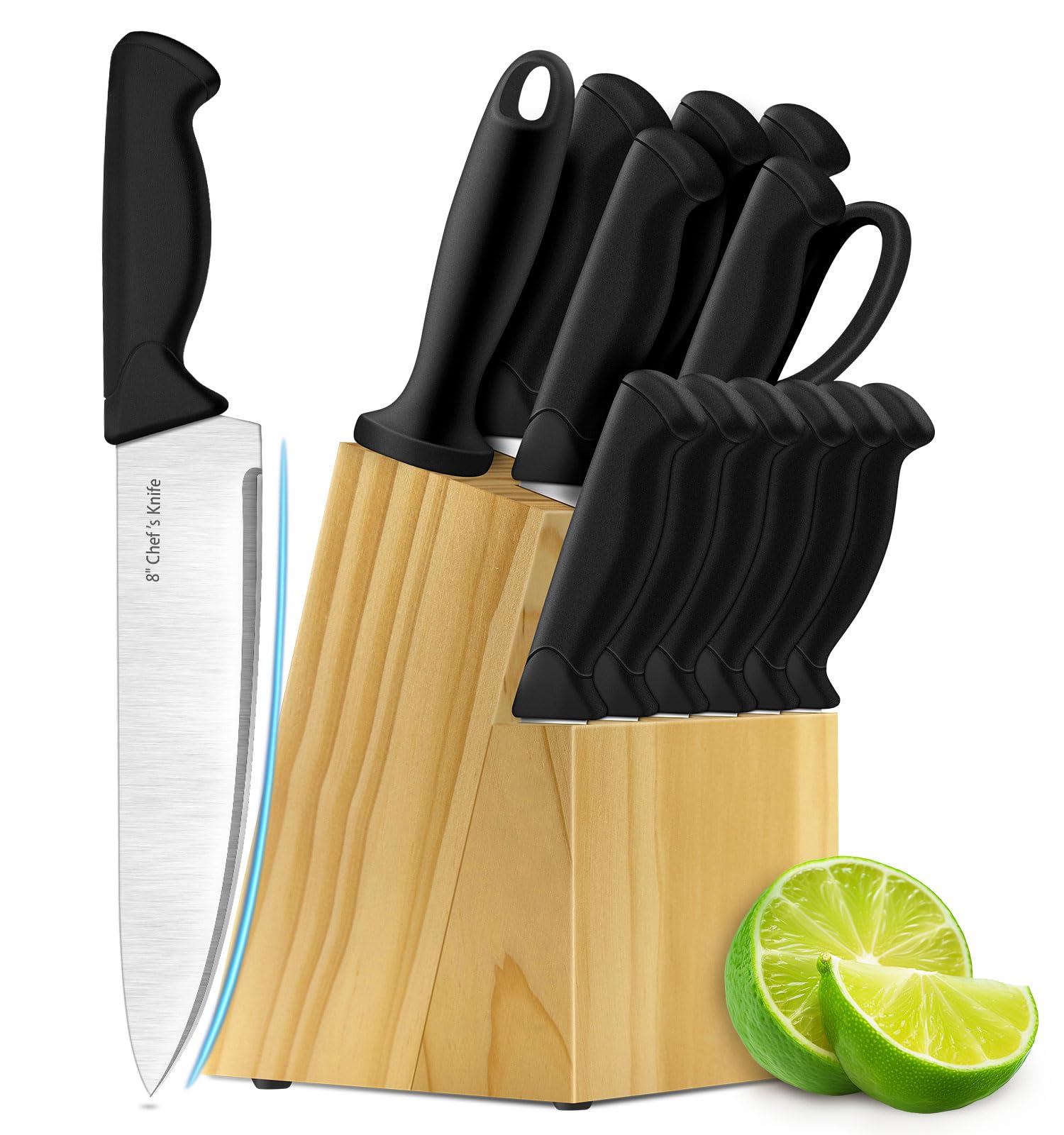 HENKELIVING Knife Set 14-Piece blade close-up for precise cutting
