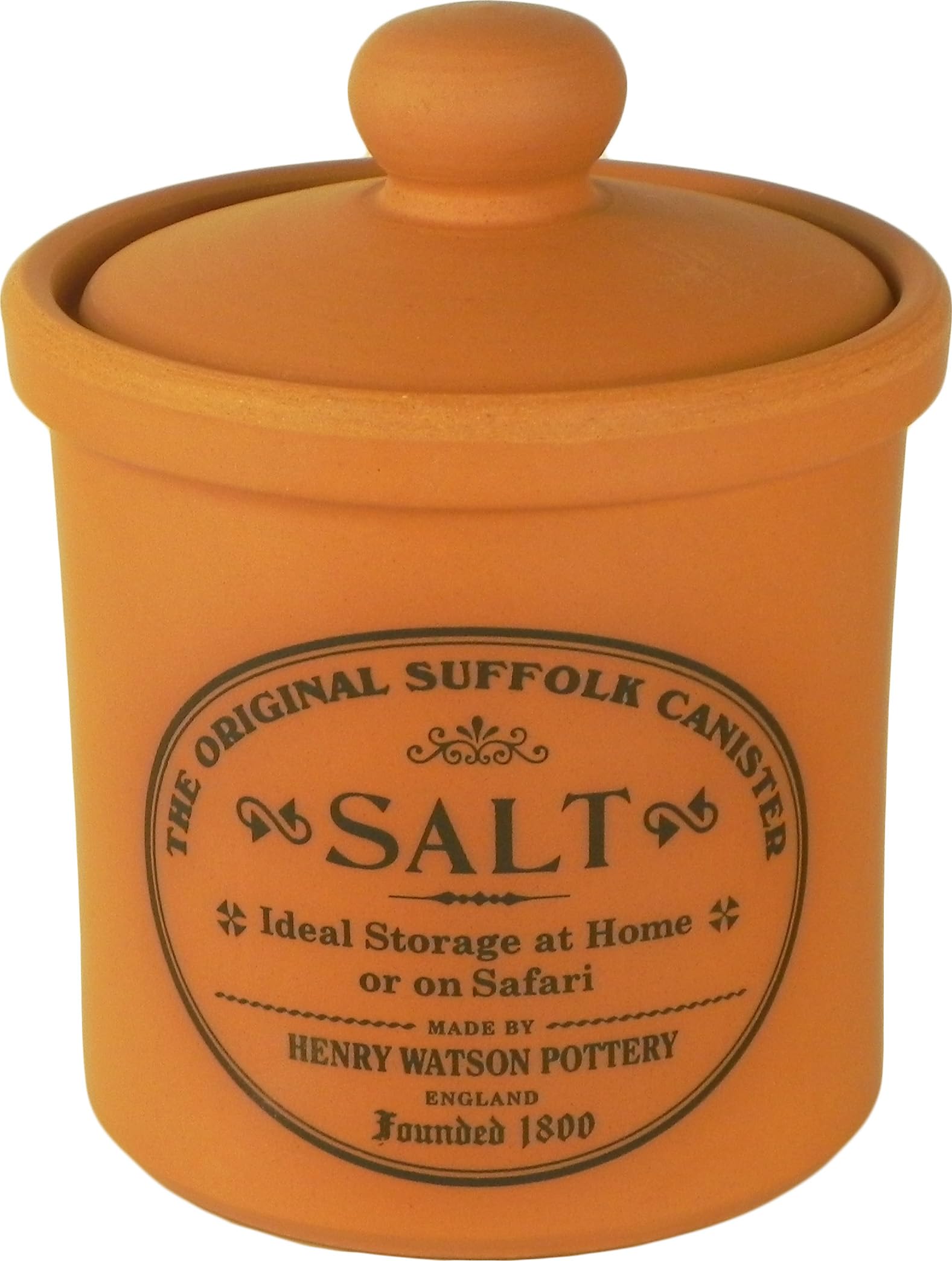 Henry Watson salt jar with unglazed terracotta texture enhances moisture balance naturally.