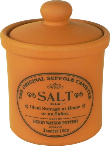 Henry Watson salt jar with unglazed terracotta texture enhances moisture balance naturally.