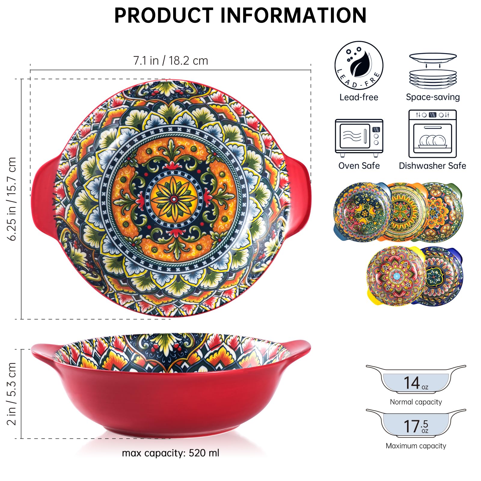 Henten Home bowls with bohemian inside pattern add color to salads and snacks.