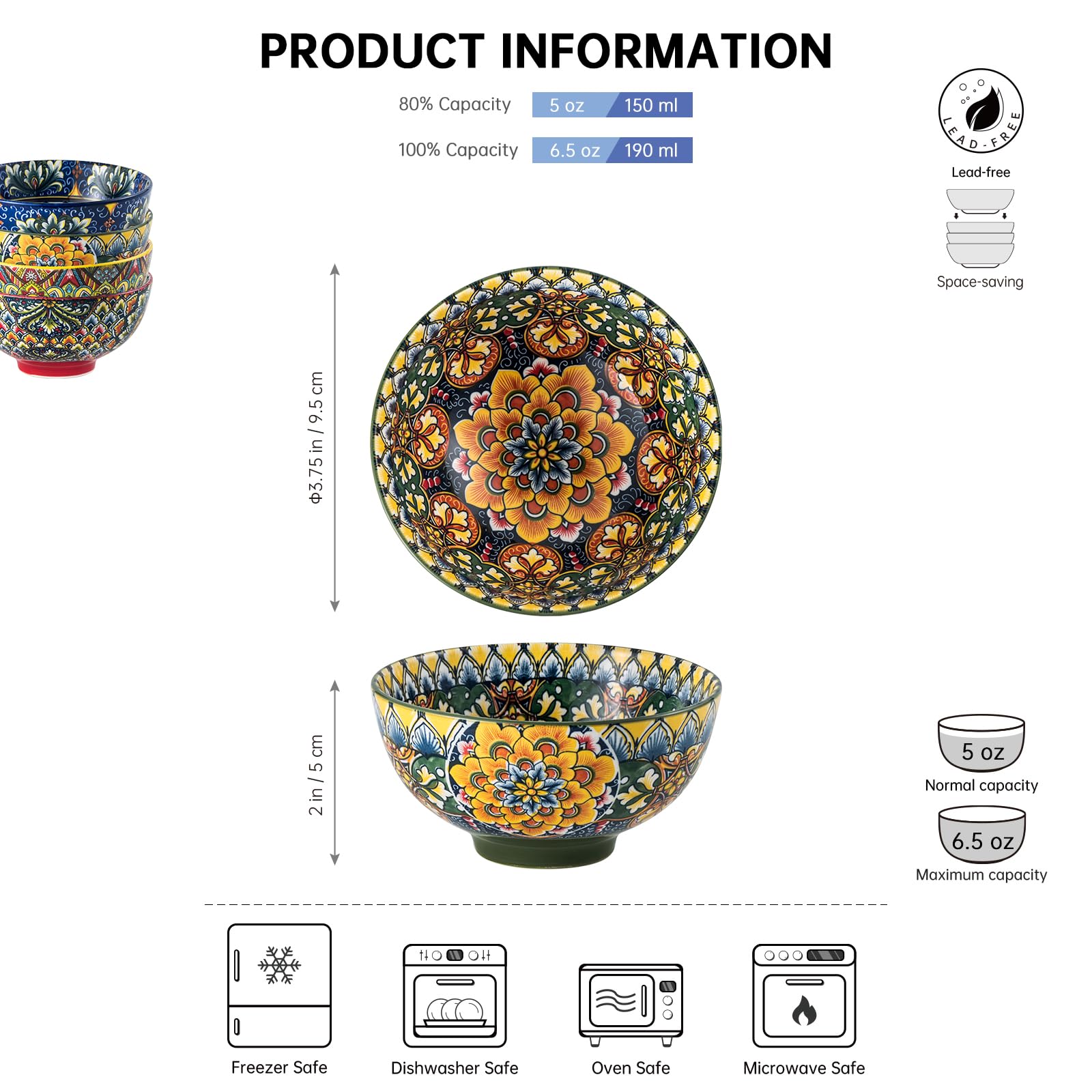 Henten Home colorful dessert bowls showing exterior design for daily use