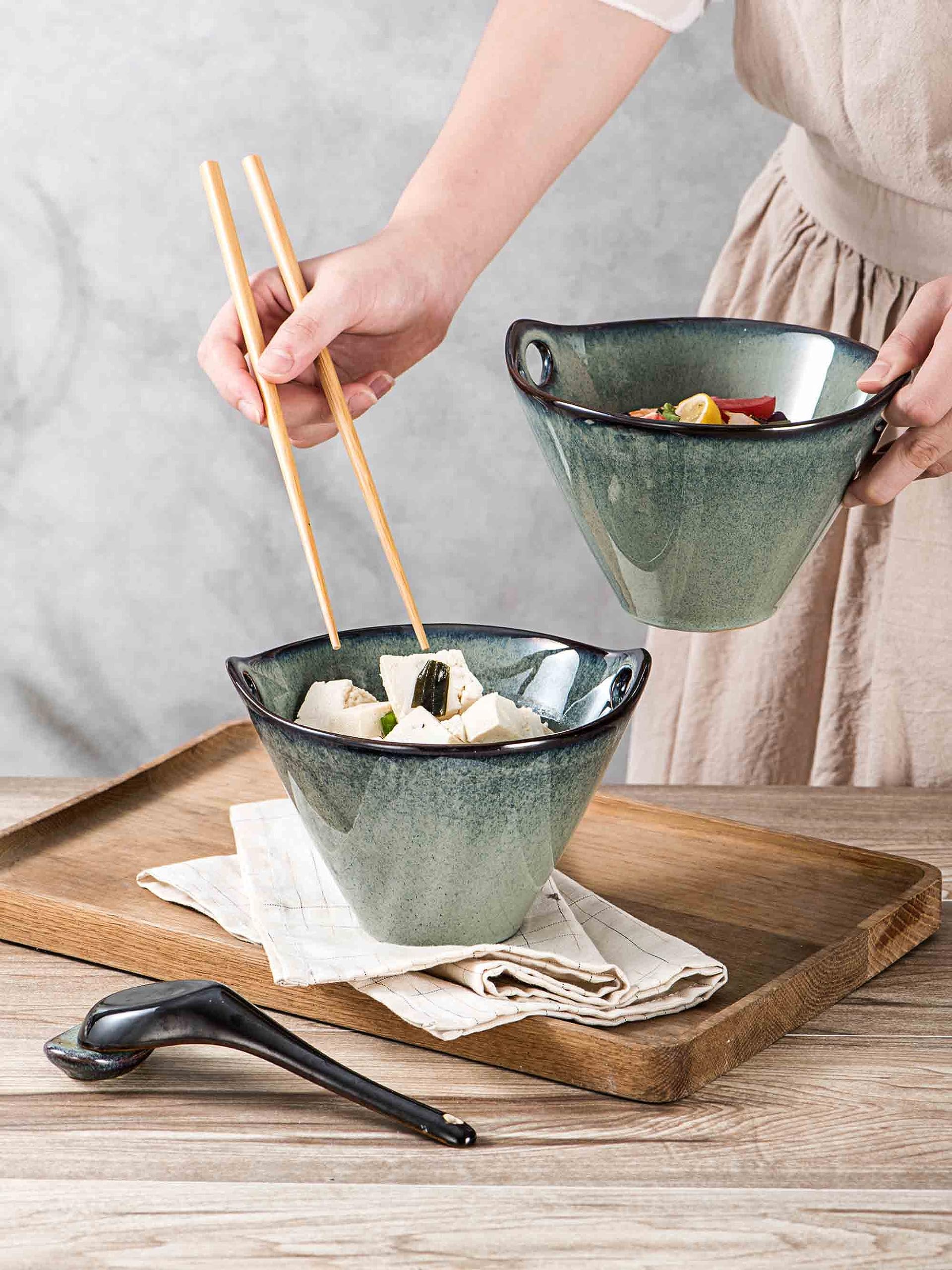 Henten Home deep bowls improve portion control for udon and soba.