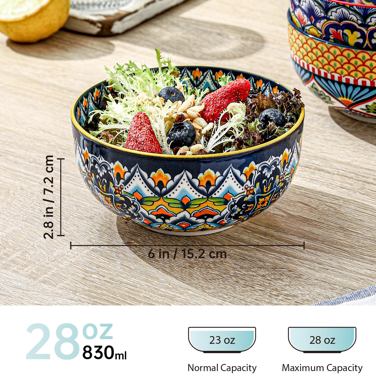 HENXFEN LEAD 28oz deep bowls ideal for hearty soups and noodles