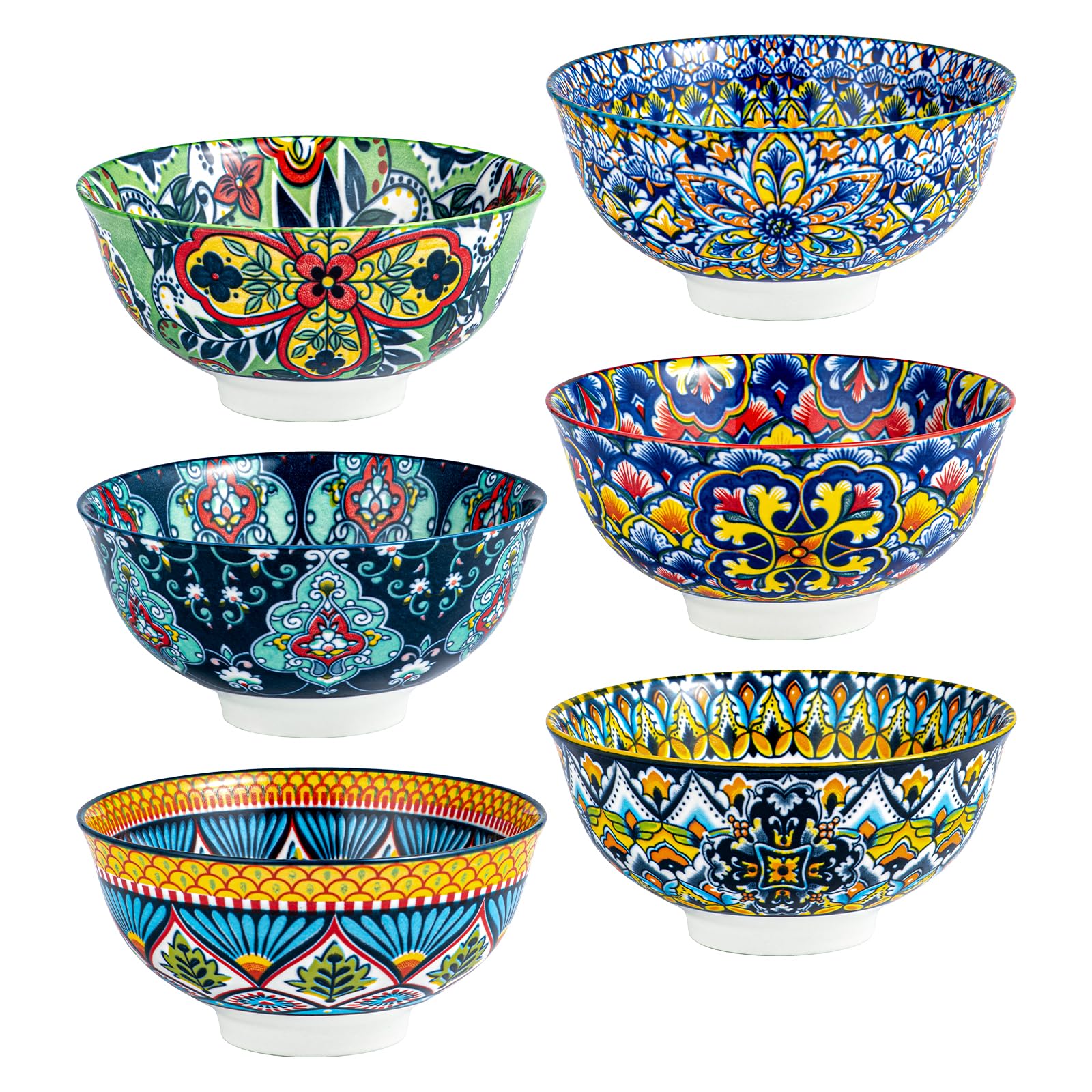 HENXFEN LEAD boho cereal bowl with inside color pattern, perfect for lively breakfasts.