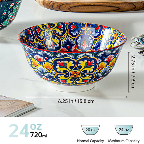 HENXFEN LEAD boho bowl exterior pattern adds cheerful flair to soups and salads.