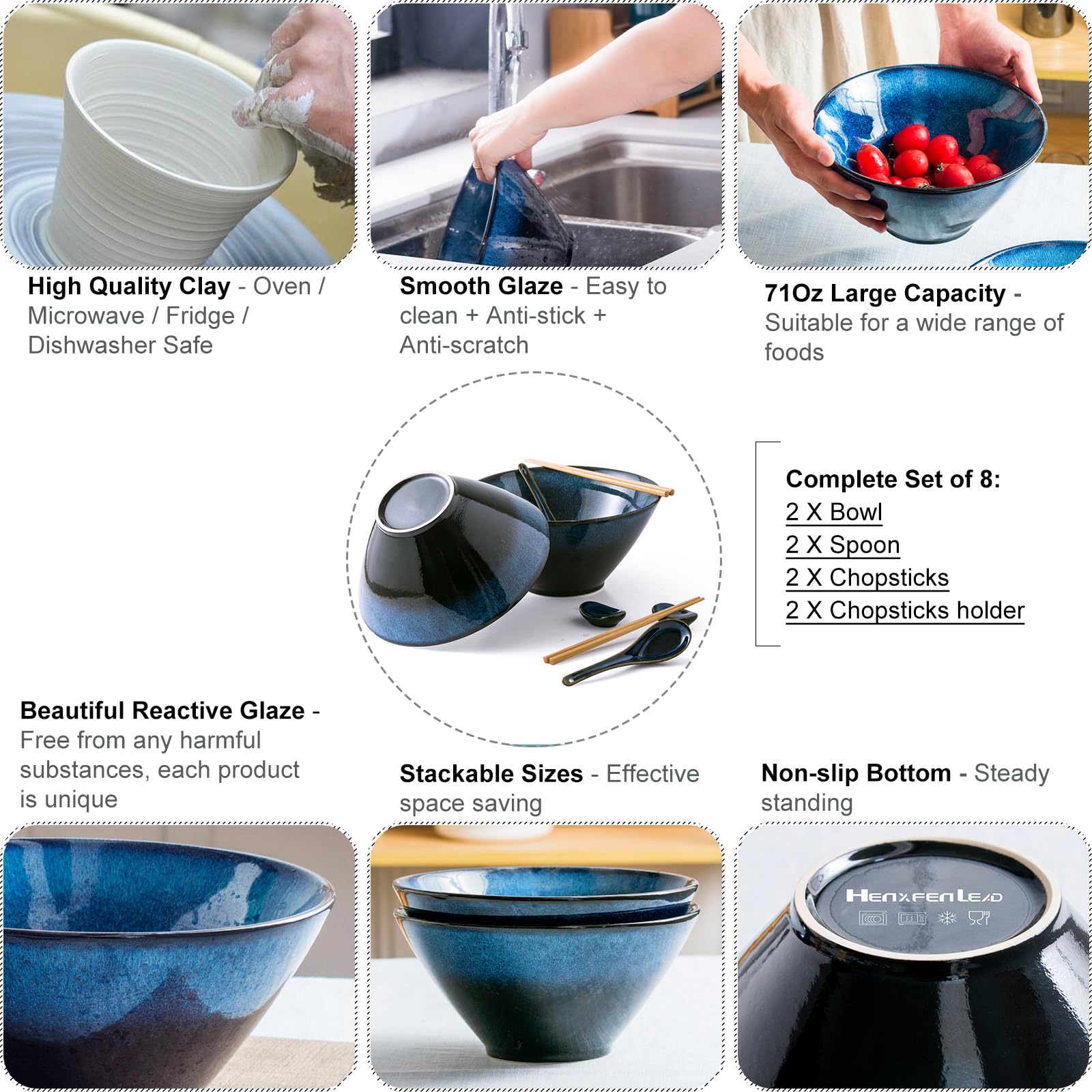 HENXFEN LEAD reactive glaze finish enhances meal presentation