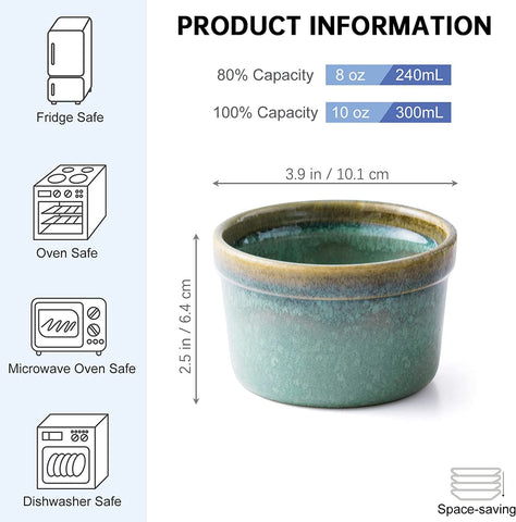 HENXFEN LEAD reactive-glaze ramekins enhance table appeal for bake-to-table serving.