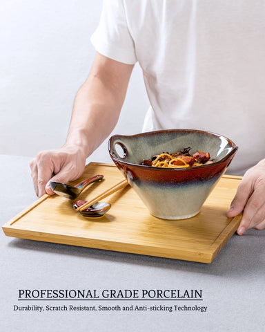 HENXFEN LEAD deep, wide-mouth bowls for ramen or pho.