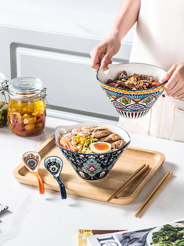 HENXFEN LEAD ramen bowls 8-inch wide mouth—easy filling and mixing.