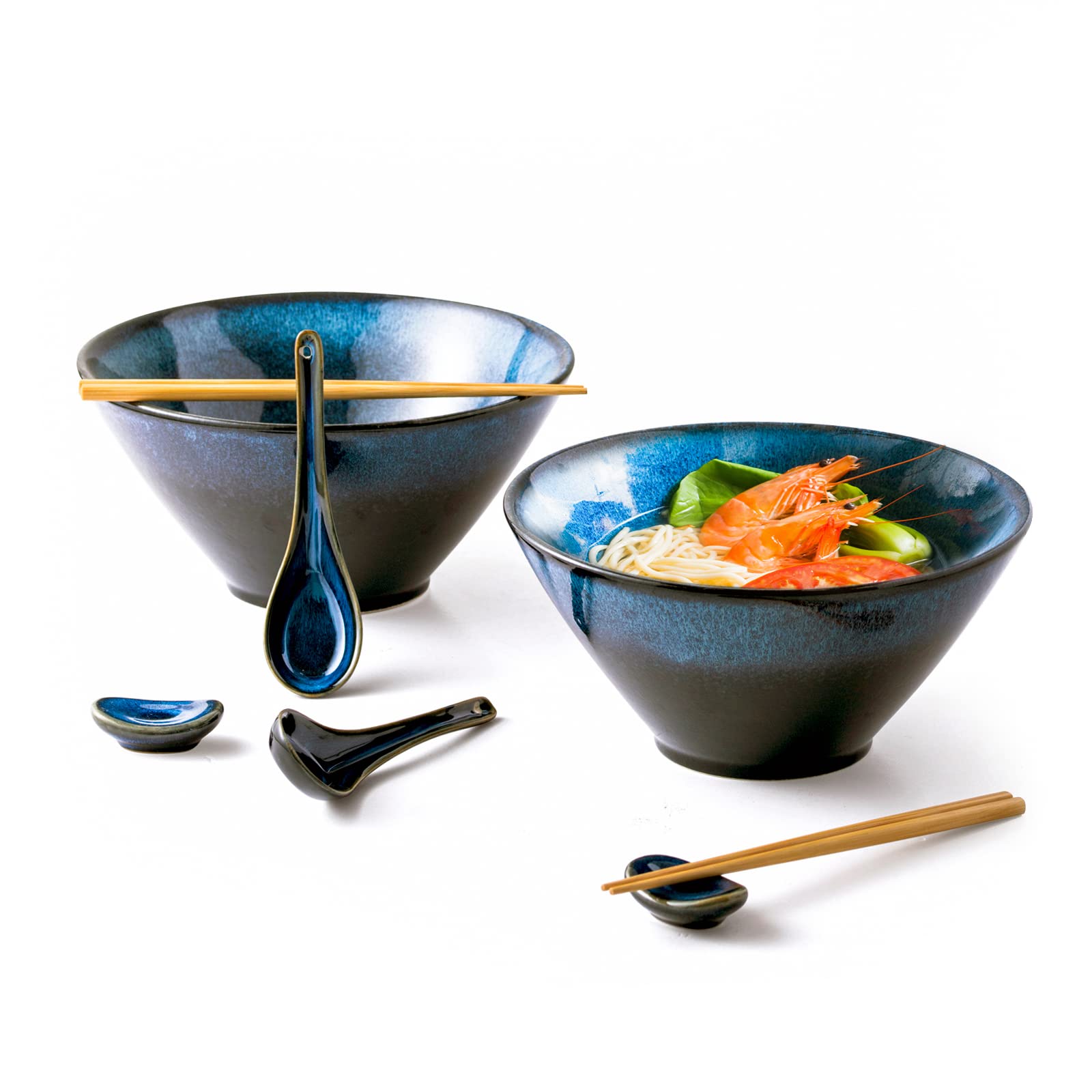 HENXFEN LEAD reactive blue ramen bowl 71oz with generous capacity