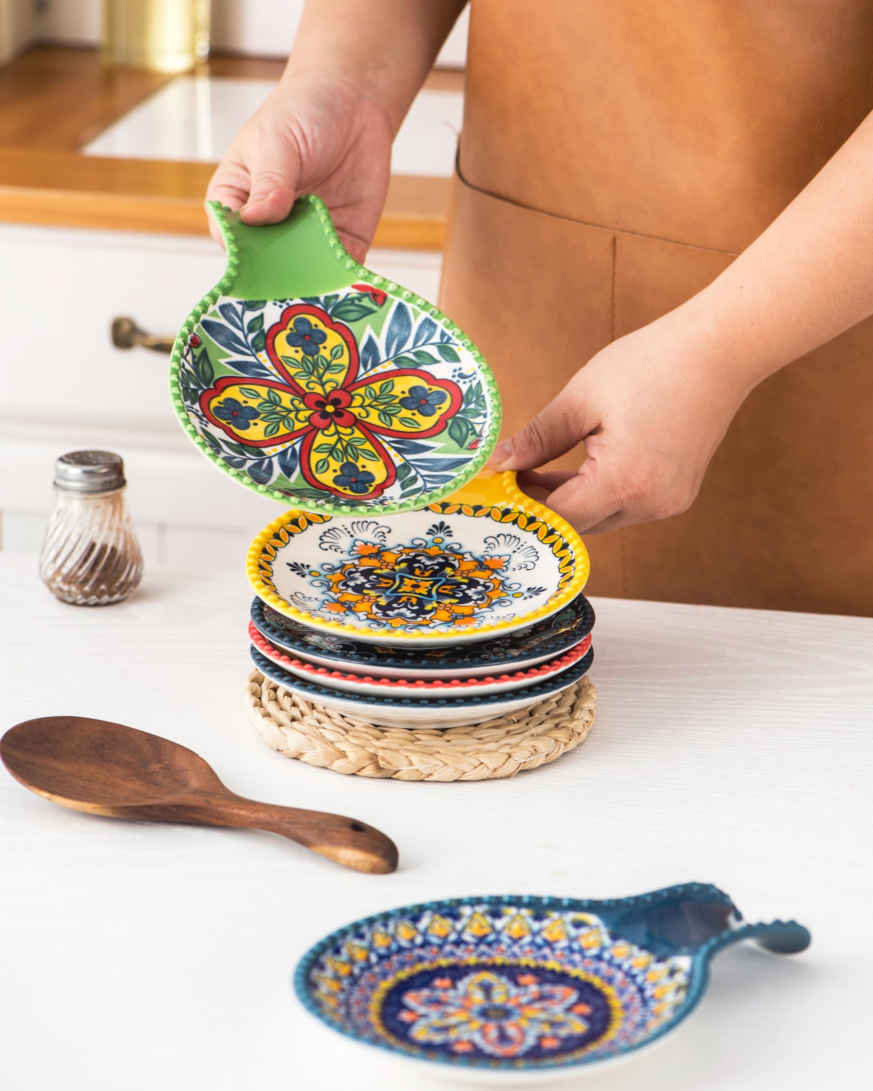 HENXFEN LEAD stackable kitchen spoon rest saves cabinet space and dries quickly after washing