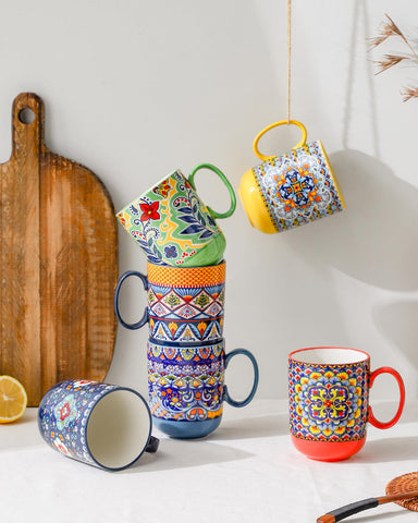 HENXFEN LEAD stackable mugs save cabinet space and simplify cleanup.