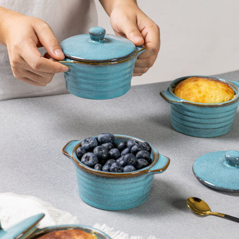 HENXFEN LEAD souffle dish with lid, easy release cleanup
