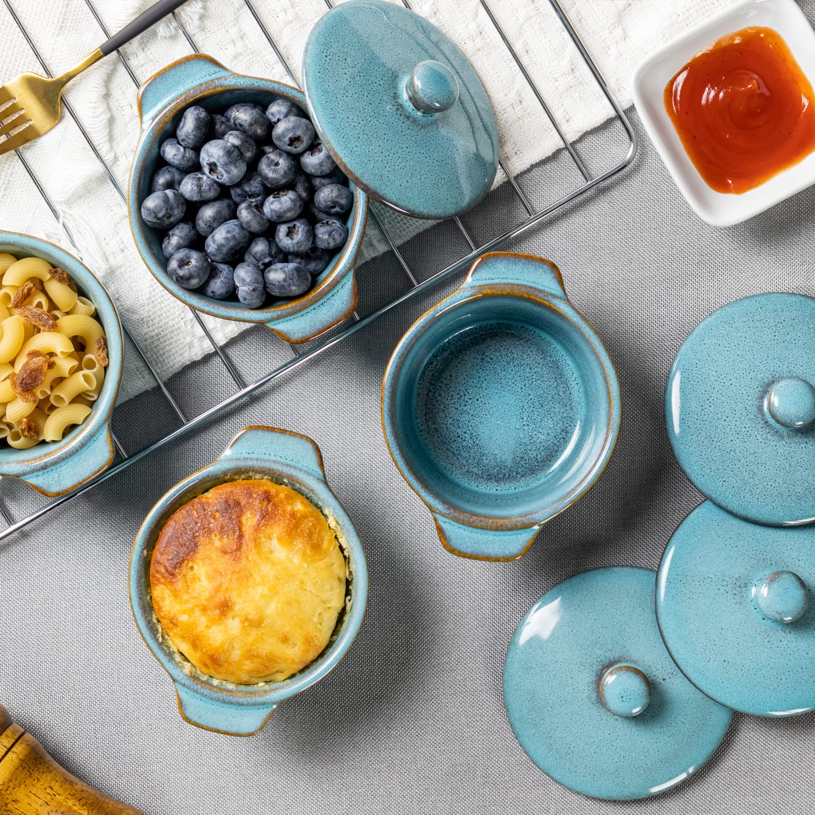 HENXFEN LEAD ramekin with food, perfect for desserts or sides