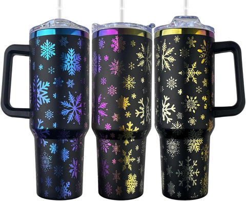 Heqianco 40oz Christmas tumbler with handle for on the go hydration