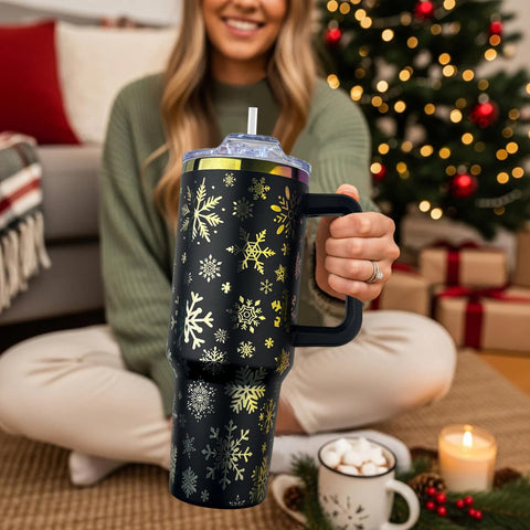Heqianco black Christmas tumbler stylish and practical for daily use