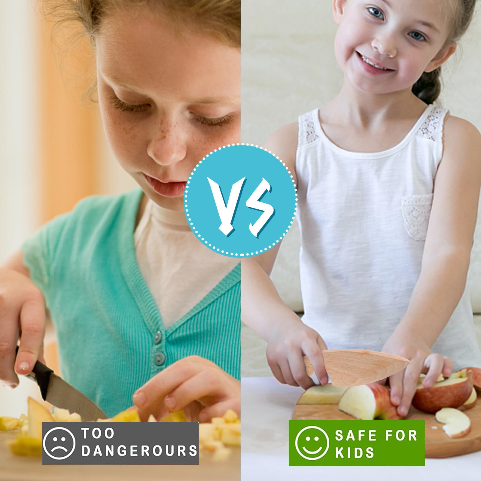 HEQU kids cutting board for toddler cooking, sturdy surface for practicing slicing