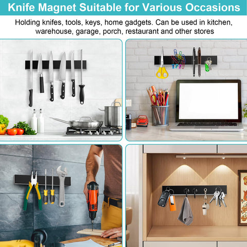Hereof knife strip used in kitchen or RV for organized utensil storage.