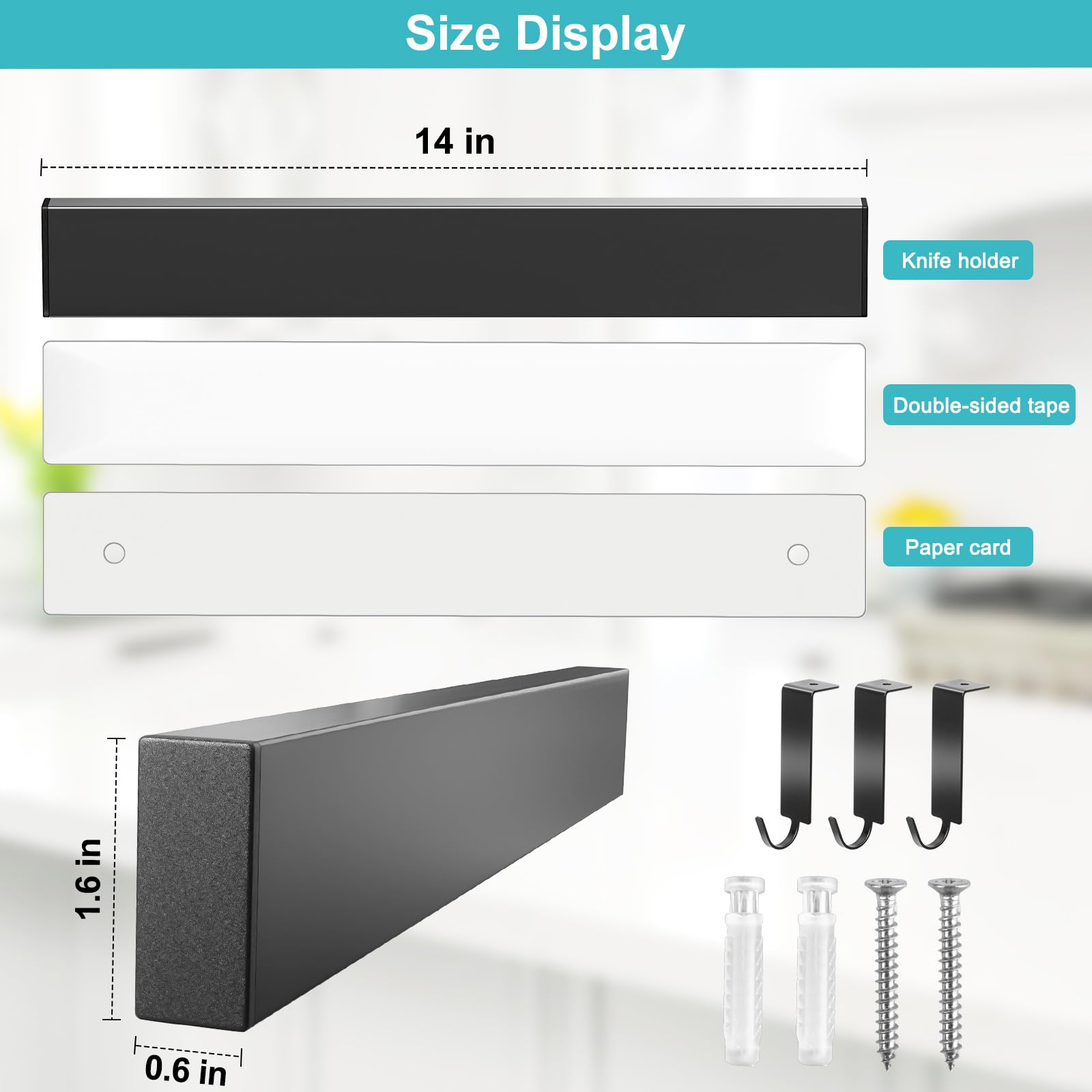 Hereof knife strip close-up highlights powerful magnets for heavy blades.