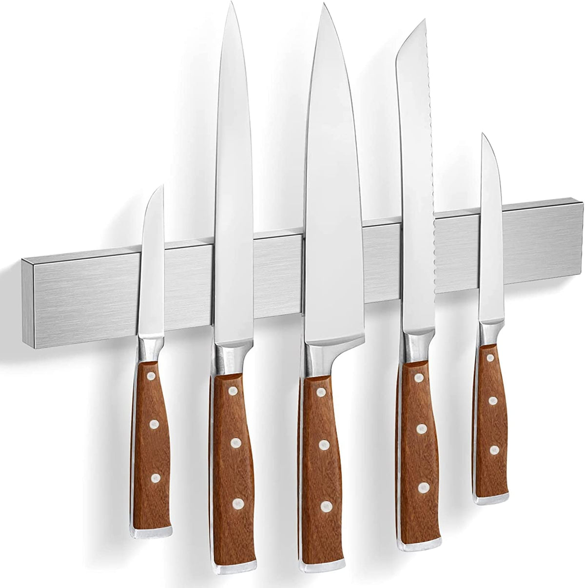 HEREOF Magnetic Knife Strip wall-mount close-up showing strong magnets for secure blade storage.