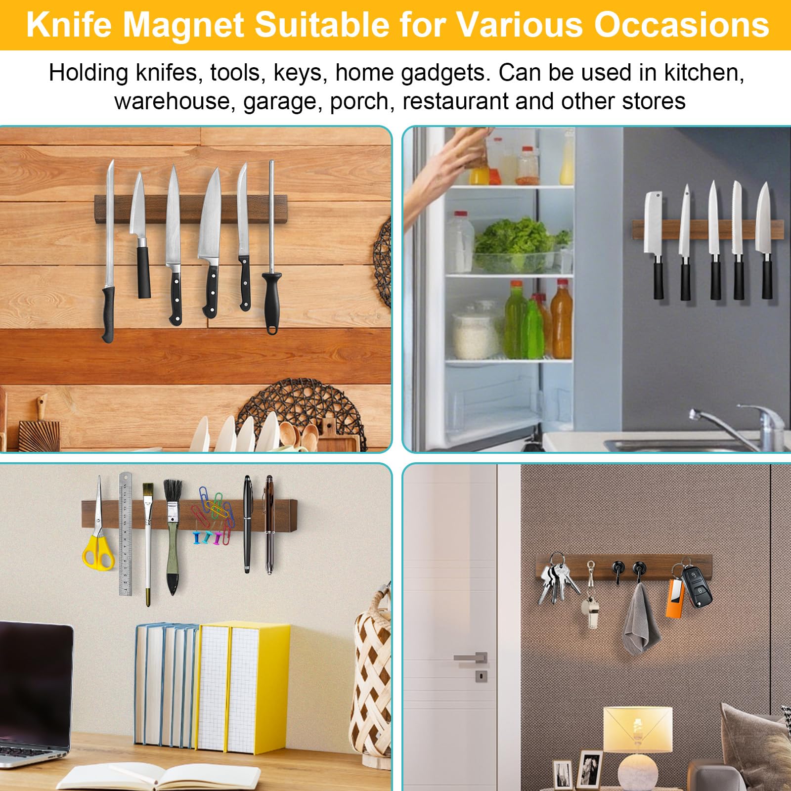 Hereof magnetic strip organizing knives, utensils, and small tools