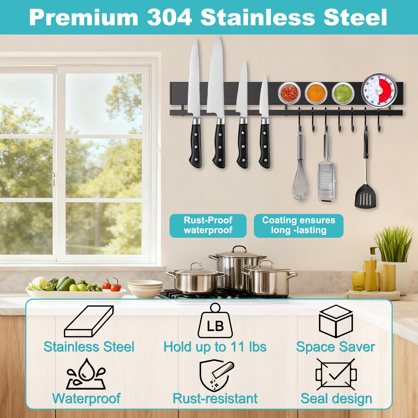 HEREOF screw-mount installation giving permanent kitchen wall storage