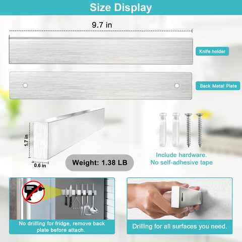 HereOF 304 stainless steel knife strip highlights durability and corrosion resistance.