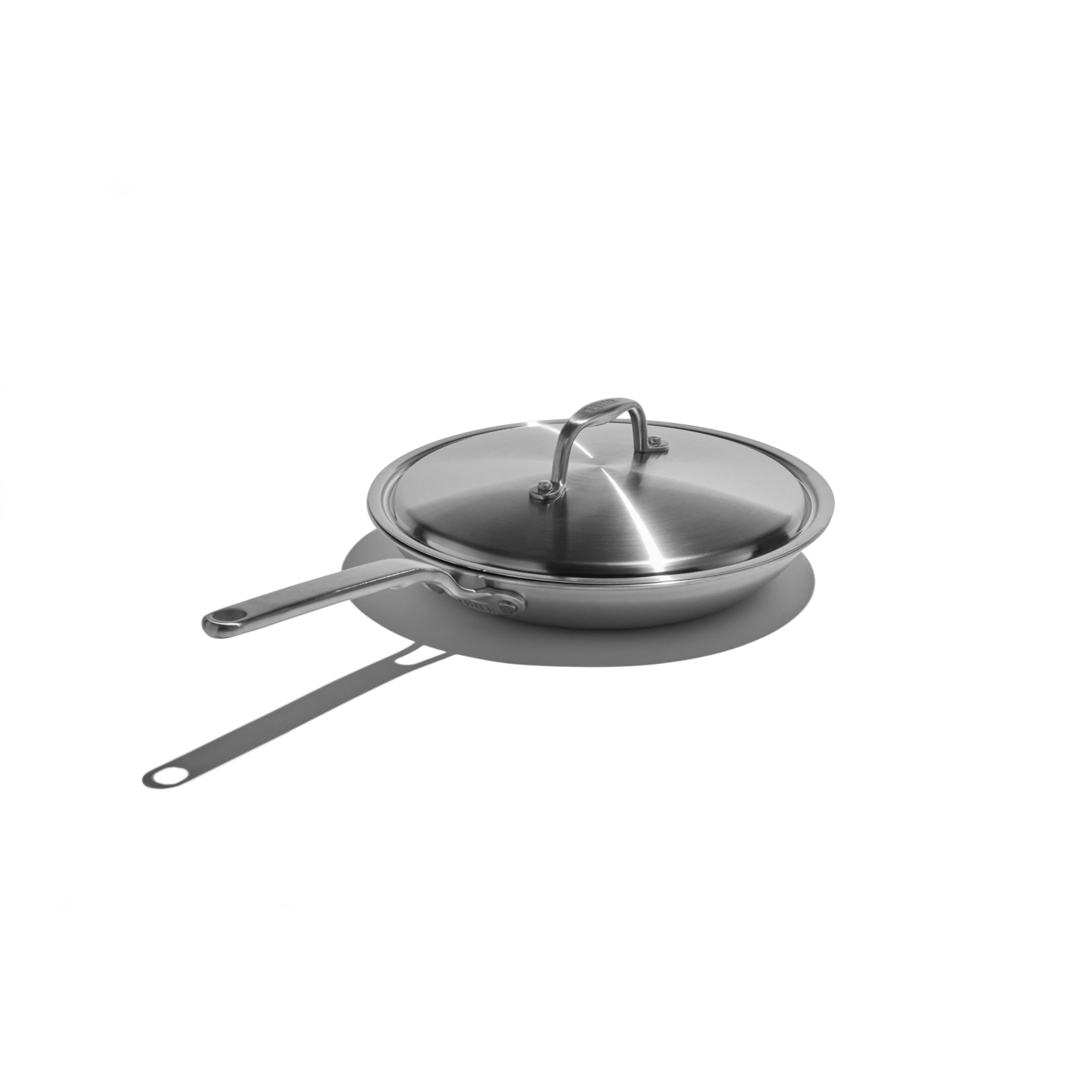 Heritage Steel Eater Series 10.5-inch frying pan lid keeps heat even for precise cooking