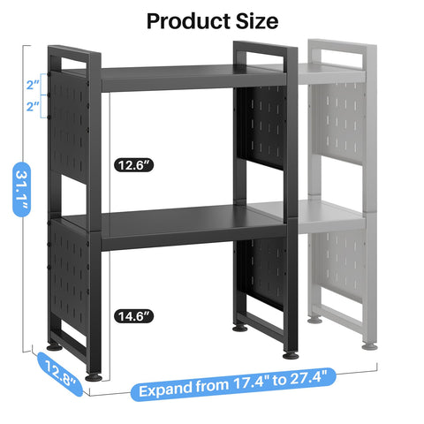HERJOY 8 hooks and 2 holders on microwave stand for easy storage