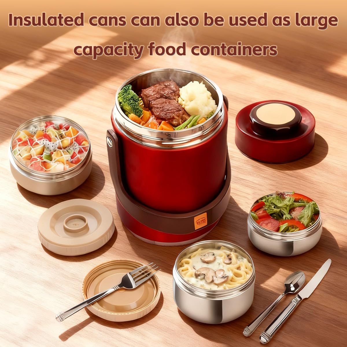 Hermarm 67oz lunchbox durable stainless steel construction.