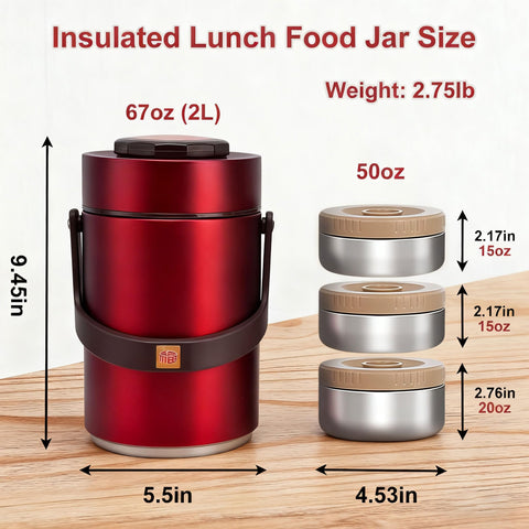 Hermarm 67oz lunchbox open lid reveals easy access to hot meals.