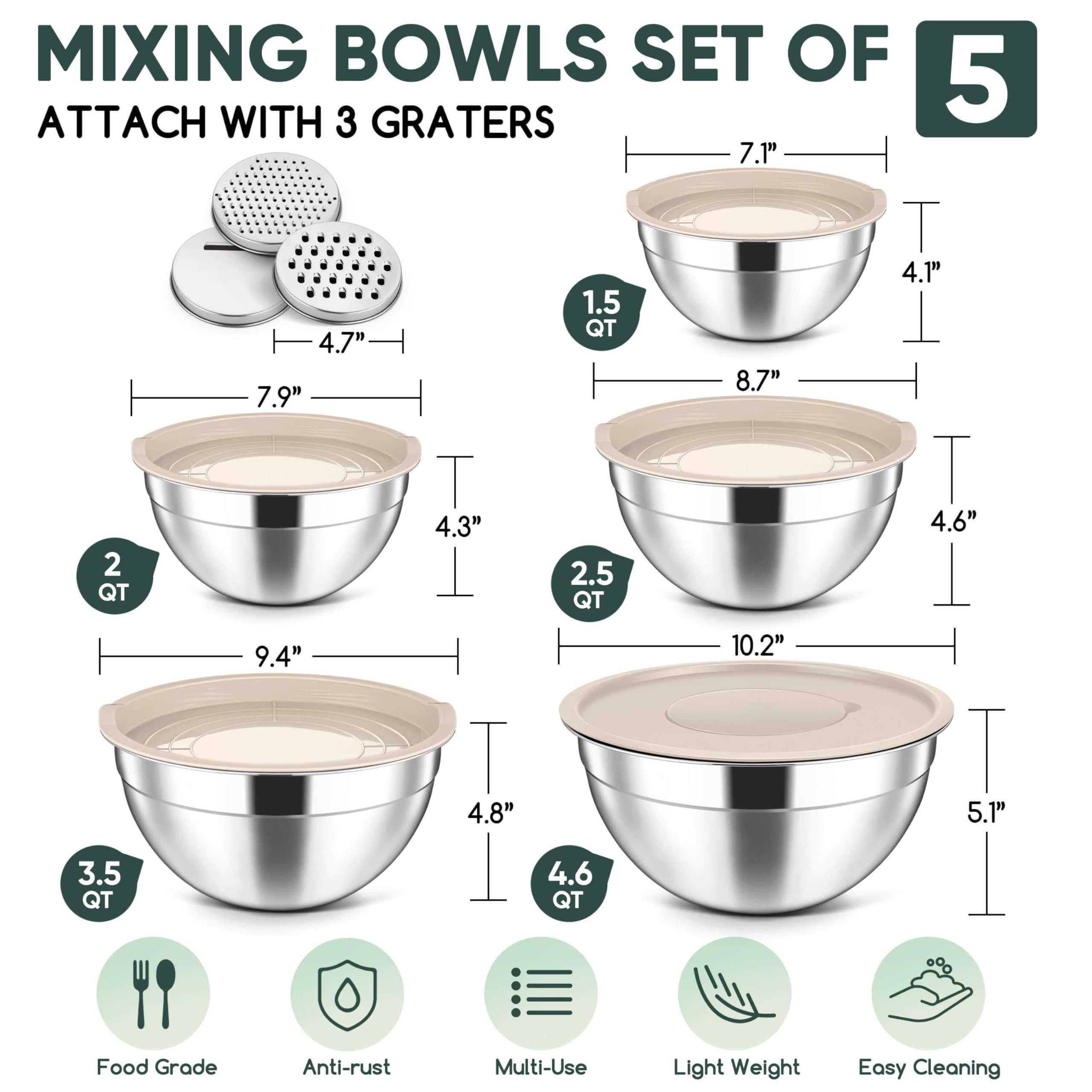 Herogo 3.5qt mixing bowl with lid for precise whisking