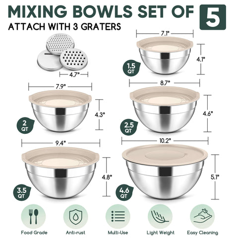 Herogo 3.5qt mixing bowl with lid for precise whisking