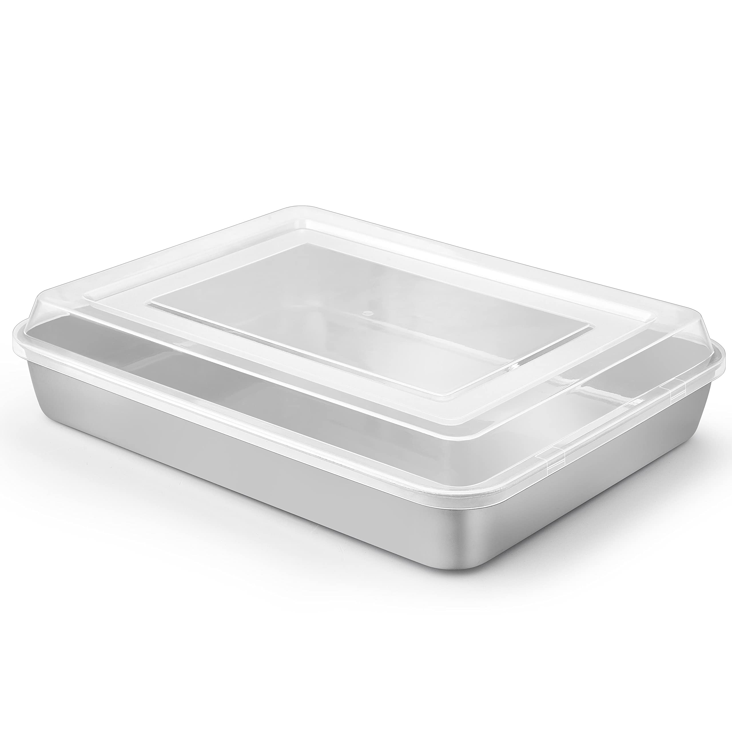 Herogo cake pan with lid 9x12 rectangle for even baking and easy storage