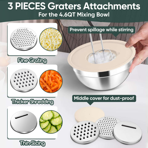Herogo 3 grater attachments for slicing and shredding