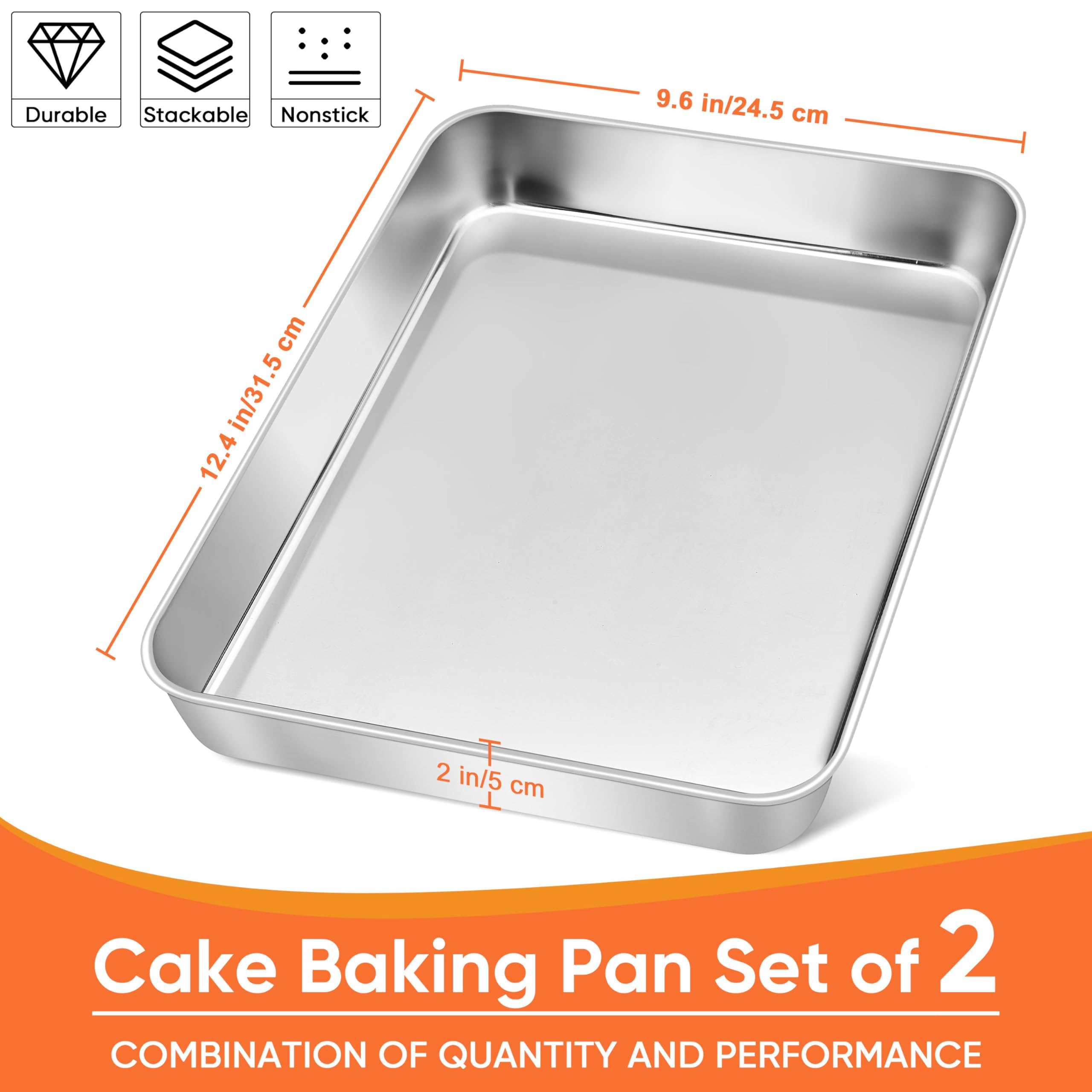 Herogo rectangle cake pan outer dimensions for generous capacity and storage