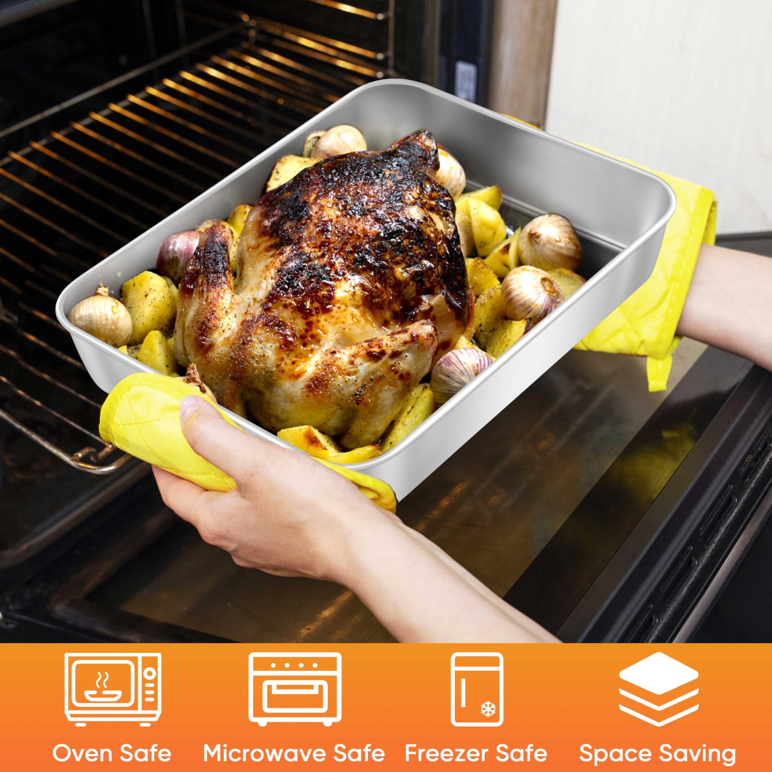 Herogo rectangle pan with smooth roll edge for comfortable handling