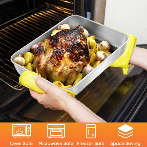 Herogo rectangle pan with smooth roll edge for comfortable handling